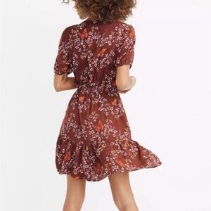 Madewell maroon butterfly faux wrap dress